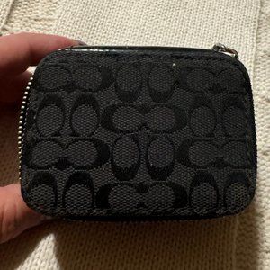 Coach triple pill bottle case in black coach print